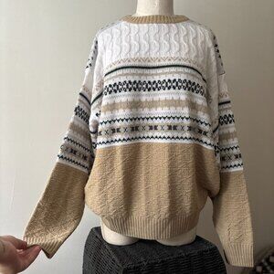 1990s Soft Patterned Sweater | Vintage Textured Knit Crewneck